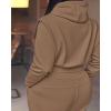 imageCHICME Womens 2 Piece Outfits 2025 Cropped Hooded Long Sleeve Sweatshirt and Wide Leg Sweatpants Set Sweatsuit TracksuitBrown