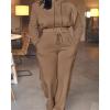 imageCHICME Womens 2 Piece Outfits 2025 Cropped Hooded Long Sleeve Sweatshirt and Wide Leg Sweatpants Set Sweatsuit TracksuitBrown