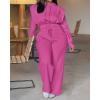 imageCHICME Womens 2 Piece Outfits 2025 Cropped Hooded Long Sleeve Sweatshirt and Wide Leg Sweatpants Set Sweatsuit TracksuitHot Pink