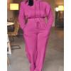imageCHICME Womens 2 Piece Outfits 2025 Cropped Hooded Long Sleeve Sweatshirt and Wide Leg Sweatpants Set Sweatsuit TracksuitHot Pink