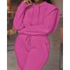 imageCHICME Womens 2 Piece Outfits 2025 Cropped Hooded Long Sleeve Sweatshirt and Wide Leg Sweatpants Set Sweatsuit TracksuitHot Pink