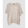 imageCHICME Womens Knit Tops 2025 34 Batwing Sleeve Tops for Women HollowOut Pattern Edges Crochet Top Casual Pullover SweatersCapricot