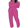 imageCHICME Womens 2 Piece Outfits 2025 Cropped Hooded Long Sleeve Sweatshirt and Wide Leg Sweatpants Set Sweatsuit TracksuitHot Pink