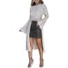 imageCHICME Womens Hollow Out Long Sleeve Knit Sweater Cover up 2025 Casual Scallop Trim Split Front Bell Sleeve TopApricot