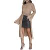 imageCHICME Womens Hollow Out Long Sleeve Knit Sweater Cover up 2025 Casual Scallop Trim Split Front Bell Sleeve TopKhaki