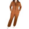 imageCHICME Womens 2 Piece Outfits Sweatsuit 2025 Zip Up Hoodie and Wide Leg Sweatpants Tracksuit Travel Workout Lounge SetsAdark Yellow