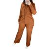 imageCHICME Womens 2 Piece Outfits Sweatsuit 2025 Zip Up Hoodie and Wide Leg Sweatpants Tracksuit Travel Workout Lounge SetsAdark Yellow