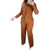 imageCHICME Womens 2 Piece Outfits Sweatsuit 2025 Zip Up Hoodie and Wide Leg Sweatpants Tracksuit Travel Workout Lounge SetsAdark Yellow