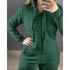 imageCHICME Womens 2 Piece Outfits Sweatsuit 2025 Zip Up Hoodie and Wide Leg Sweatpants Tracksuit Travel Workout Lounge SetsDark Green