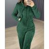 imageCHICME Womens 2 Piece Outfits Sweatsuit 2025 Zip Up Hoodie and Wide Leg Sweatpants Tracksuit Travel Workout Lounge SetsDark Green