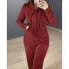 imageCHICME Womens 2 Piece Outfits Sweatsuit 2025 Zip Up Hoodie and Wide Leg Sweatpants Tracksuit Travel Workout Lounge SetsDark Red