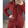 imageCHICME Womens 2 Piece Outfits Sweatsuit 2025 Zip Up Hoodie and Wide Leg Sweatpants Tracksuit Travel Workout Lounge SetsDark Red