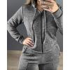 imageCHICME Womens 2 Piece Outfits Sweatsuit 2025 Zip Up Hoodie and Wide Leg Sweatpants Tracksuit Travel Workout Lounge SetsGray
