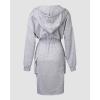 imageCHICME Womens Pullover Hoodie Dress 2025 Long Sleeve V Neck Wrap Drawstring Waist Casual Sweatshirt Dress with Flap PocketsAgray