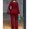 imageCHICME Womens Fall Jumpsuit Long Sleeve Jumpsuit Dressy Cowl Neck Asymmetrical Hem Overall Zipper Back One Piece OutfitRed