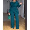 imageCHICME Womens Fall Jumpsuit Long Sleeve Jumpsuit Dressy Cowl Neck Asymmetrical Hem Overall Zipper Back One Piece OutfitTurquoise Blue