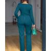 imageCHICME Womens Fall Jumpsuit Long Sleeve Jumpsuit Dressy Cowl Neck Asymmetrical Hem Overall Zipper Back One Piece OutfitTurquoise Blue