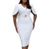 imageCHICME Womens Elegant Cape Sleeve Bodycon Midi Dress 2025 VNeck Back Slit Slim Fit Cocktail Pencil DressAwhite