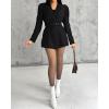 imageCHICME Blazer Romper for Women 2025 Notched Collar Puff Sleeve Fall Jumpsuit with Detachable BeltBlack