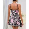 imageCHICME Womens Lace Trim Side Slit Modal Cami Sleep Dress Loungewear Cute Night Gowns for WomenZbutterfly Leopard