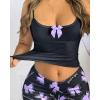 imageCHICME Womens Pajama Sets 2 Piece Cute Print Pjs Sleeveless Tank Top and Shorts Camisole Lounge SetBowknot Purple