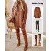 imageCHICME Women Round Neck Long Sleeve Sweater 2025 Cable Knit Casual Loose Fit Pullover Fall Winter SweatersBrown