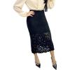 imageCHICME Casual Hollow Out Crochet 2025 Mid Calf Skirt for Women Elegant Eyelet Lace Casual High Waisted ALine SkirtBlack