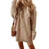 imageCHICME Women Round Neck Long Sleeve Sweater 2025 Cable Knit Casual Loose Fit Pullover Fall Winter SweatersAkhaki