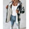 imageCHICME Womens Lightweight Casual Jacket 2025 Plaid Long Sleeve Shacket Fleece Lined Hooded Jackets Warm CoatAgreen