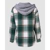 imageCHICME Womens Lightweight Casual Jacket 2025 Plaid Long Sleeve Shacket Fleece Lined Hooded Jackets Warm CoatAgreen