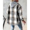 imageCHICME Womens Lightweight Casual Jacket 2025 Plaid Long Sleeve Shacket Fleece Lined Hooded Jackets Warm CoatBgray