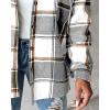 imageCHICME Womens Lightweight Casual Jacket 2025 Plaid Long Sleeve Shacket Fleece Lined Hooded Jackets Warm CoatBgray