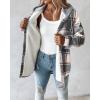 imageCHICME Womens Lightweight Casual Jacket 2025 Plaid Long Sleeve Shacket Fleece Lined Hooded Jackets Warm CoatBgray