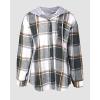 imageCHICME Womens Lightweight Casual Jacket 2025 Plaid Long Sleeve Shacket Fleece Lined Hooded Jackets Warm CoatBgray