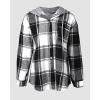 imageCHICME Womens Lightweight Casual Jacket 2025 Plaid Long Sleeve Shacket Fleece Lined Hooded Jackets Warm CoatBlack