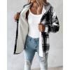 imageCHICME Womens Lightweight Casual Jacket 2025 Plaid Long Sleeve Shacket Fleece Lined Hooded Jackets Warm CoatBlack
