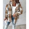 imageCHICME Womens Lightweight Casual Jacket 2025 Plaid Long Sleeve Shacket Fleece Lined Hooded Jackets Warm CoatBrown
