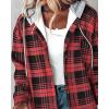 imageCHICME Womens Lightweight Casual Jacket 2025 Plaid Long Sleeve Shacket Fleece Lined Hooded Jackets Warm CoatDark Red
