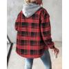 imageCHICME Womens Lightweight Casual Jacket 2025 Plaid Long Sleeve Shacket Fleece Lined Hooded Jackets Warm CoatDark Red