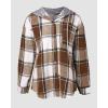 imageCHICME Womens Lightweight Casual Jacket 2025 Plaid Long Sleeve Shacket Fleece Lined Hooded Jackets Warm CoatKhaki