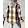 imageCHICME Womens Lightweight Casual Jacket 2025 Plaid Long Sleeve Shacket Fleece Lined Hooded Jackets Warm CoatKhaki