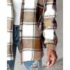 imageCHICME Womens Lightweight Casual Jacket 2025 Plaid Long Sleeve Shacket Fleece Lined Hooded Jackets Warm CoatKhaki