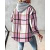 imageCHICME Womens Lightweight Casual Jacket 2025 Plaid Long Sleeve Shacket Fleece Lined Hooded Jackets Warm CoatPink