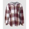 imageCHICME Womens Lightweight Casual Jacket 2025 Plaid Long Sleeve Shacket Fleece Lined Hooded Jackets Warm CoatRed