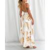 imageCHICME Summer Maxi Dress for Women Floral Halter Sleeveless ALine Sundress Casual Waist Hollow Out Beach Dress
