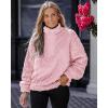 imageCHICME Womens Fuzzy Oversized Sweatshirt Winter Pullover Argyle Pattern Zip Up Pullover Long SleevePink