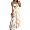 imageCHICME Summer Maxi Dress for Women Floral Halter Sleeveless ALine Sundress Casual Waist Hollow Out Beach Dress