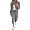 imageCHICME 2025 Women 2 Piece Outfits Sets Long Sleeve Zip Up Hoodie ampamp Stretchy Waist Joggers Sweatpants Set Casual Pants SetGray