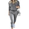imageCHICME 2025 Women 2 Piece Outfits Sets Long Sleeve Zip Up Hoodie ampamp Stretchy Waist Joggers Sweatpants Set Casual Pants SetGray