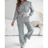 imageCHICME Womens 2 Piece Outfits 2025 Cropped Long Sleeve Hoodie and Wide Leg Sweatpants Set Fall Fashion Sweatsuit TracksuitAgray